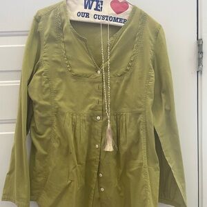 J. Jill Light Green Blouse sz  medium. Jeans are sz 12. All 3 for $25